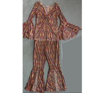 Multicolor Flare Sleeve Jumpsuit